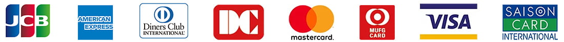 JCB,AMEX,Diners Club,DC,mastercard,MUFG CARD,VISA,SAISON CARD