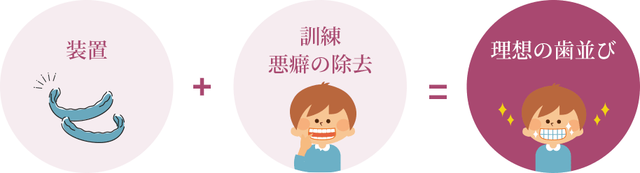 装置+訓練・悪癖の除去 理想の歯並び